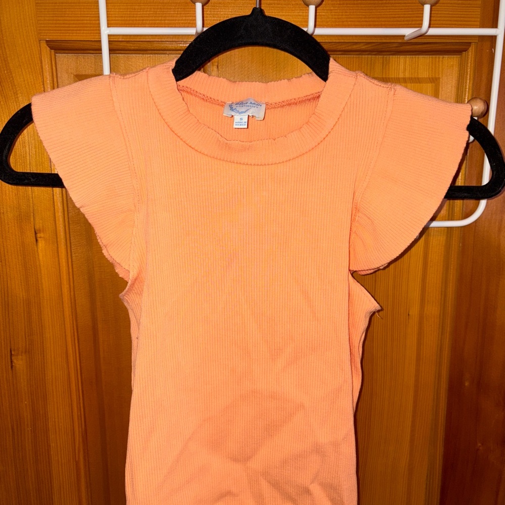 Blue Rain Peach Ribbed Top